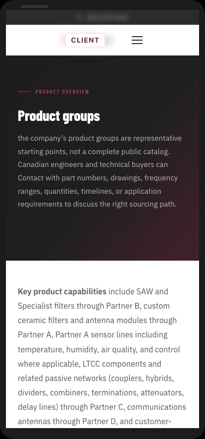 Anonymized mobile product-groups screen from the redesign